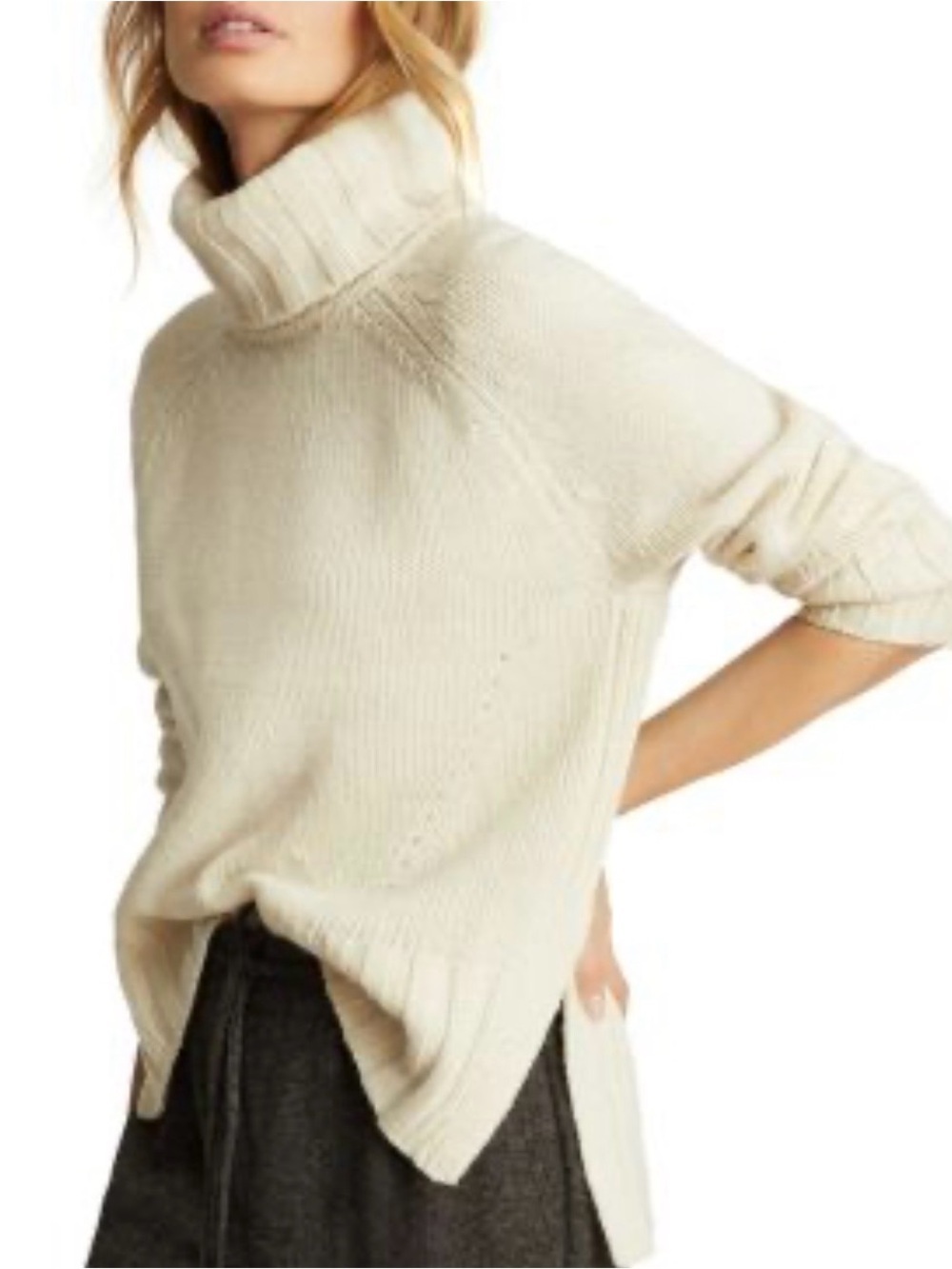 Reiss Stevie Ivory Wool Cashmere Mix Roll Neck Jumper Sweater Size Small